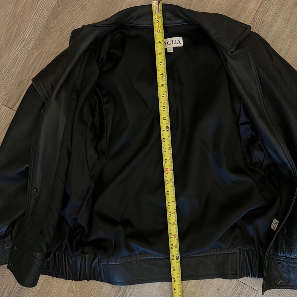 OVERSIZED BOMBER JACKET 80s MAGLIA like HAILEY BEIBER'S Leather Black VINTAGE - Picture 16 of 16